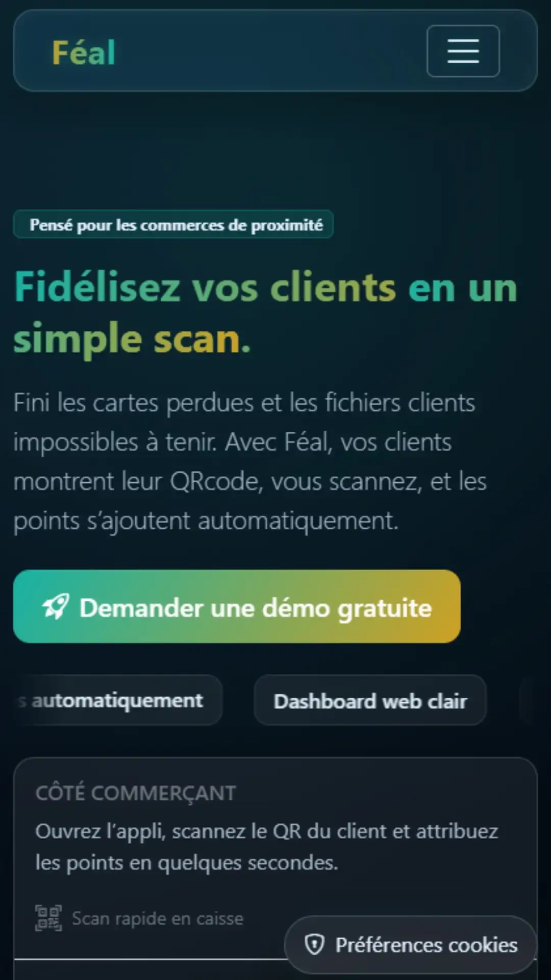 Présentation mobile de l’application de fidélité Féal