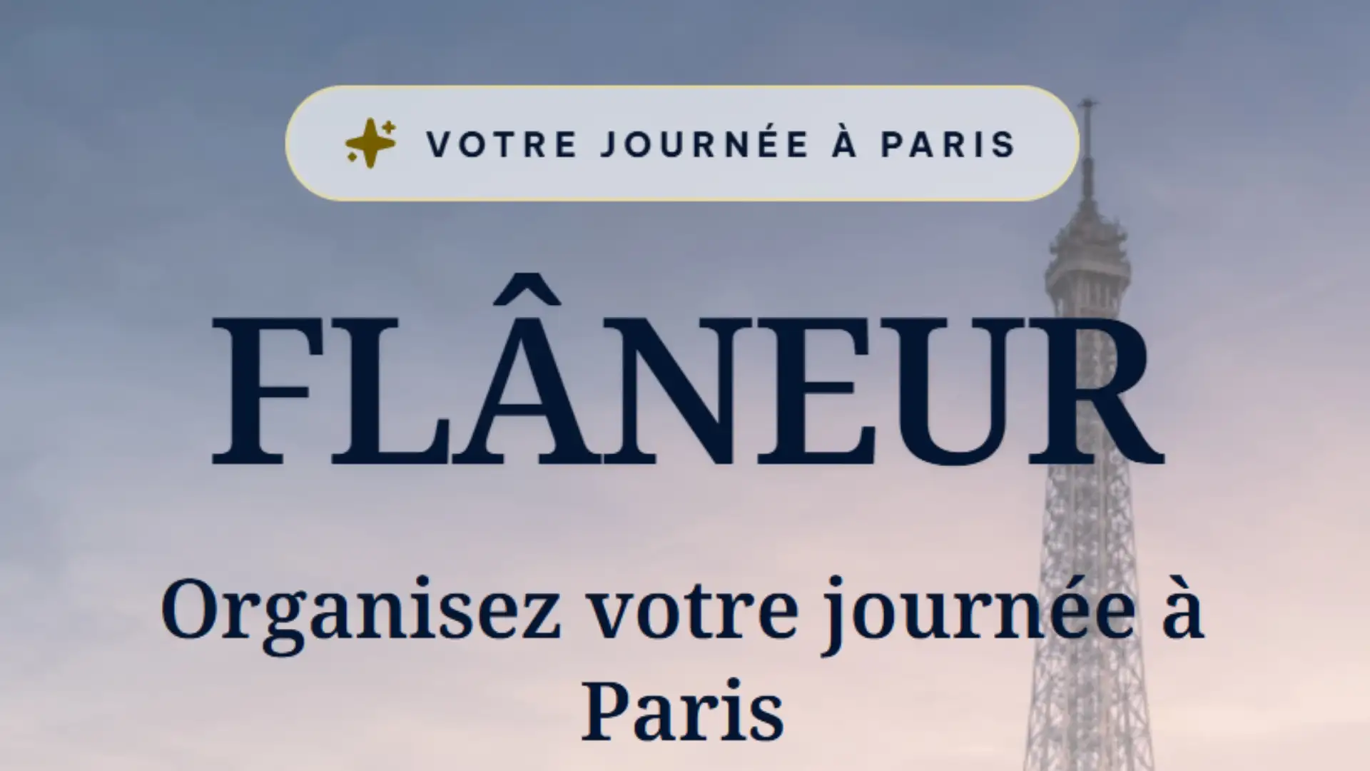 Page d’accueil de l’application de promenade Flâneur